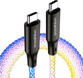 iMoshion USB C naar USB C Kabel - 1 meter - RGB Snellader - Oplaadkabel - Aluminium - Meerkleurig