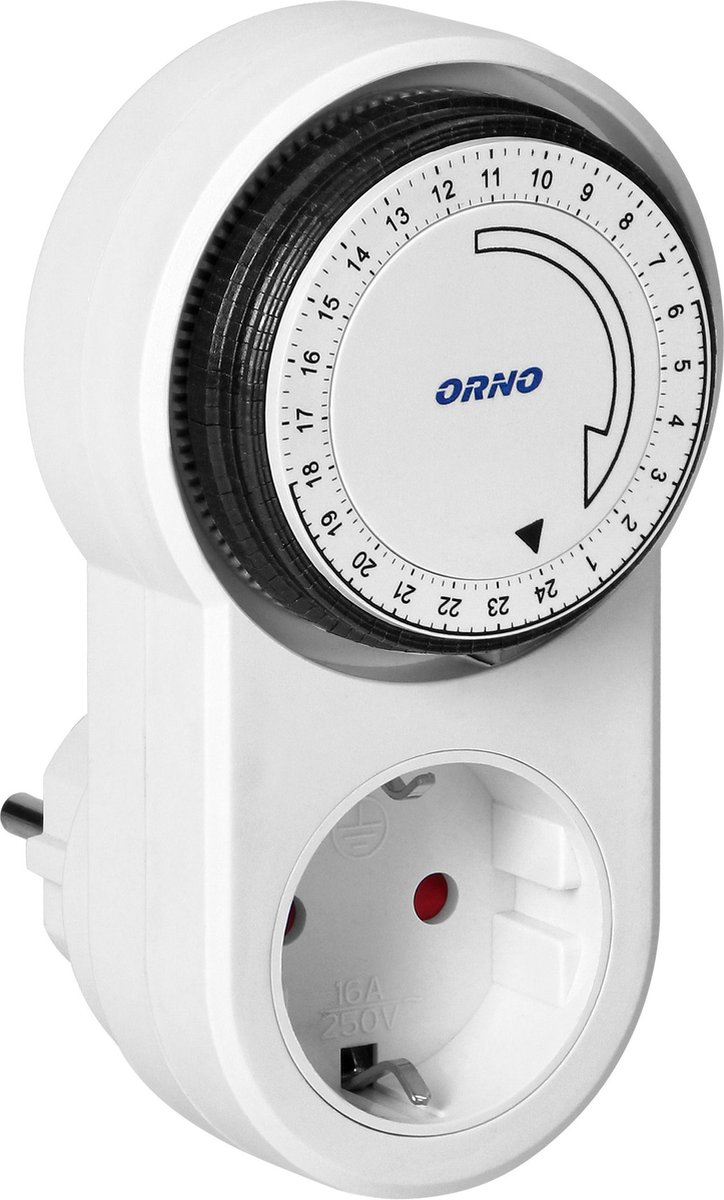 Tijdschakelaar voor binnen Doorvoerstekker 24 uur instelbaar met spanning van 230 V - Analoge timer schakelaar - Schakelklok stopcontact 24 uur instelbaar - Wit