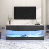 Grijs hoogglans tv-bord - hangend tv-meubel met led-verlichting - wandgemonteerd zwevend tv-meubel - entertainment mediaconsole centrum voor woonkamer thuiskantoor - lengte 180 cm