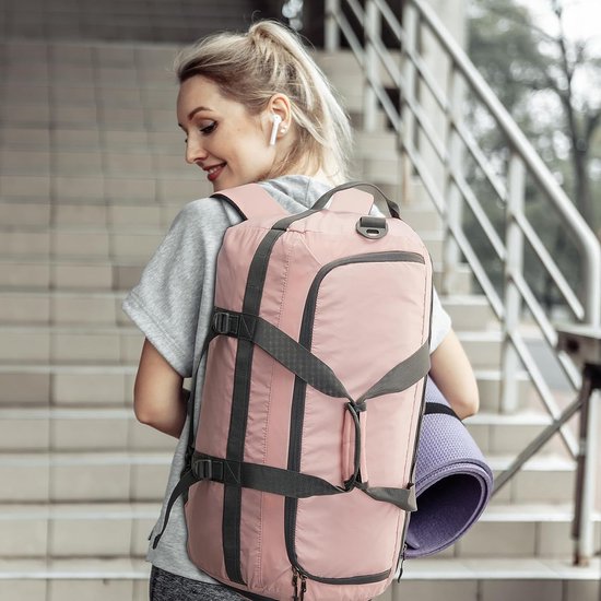G4Free 60 liter, leer, grote sporttas en reistas voor dames en heren, met schoenenvak, nat vak, trainingstas, gymtas en schoolsporttas, voor school