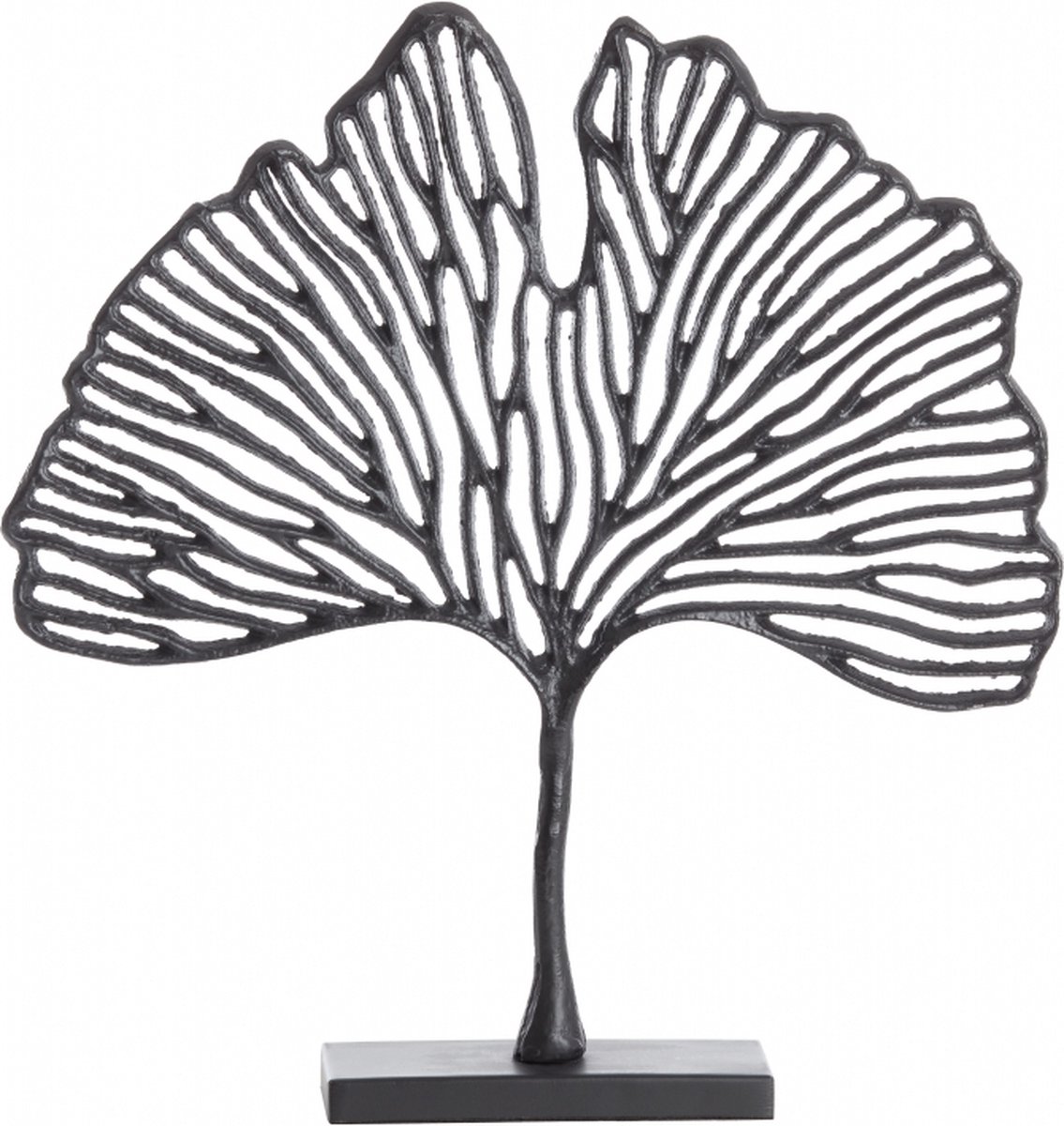 Light & Living Deco Beeld Leaf - Metaal - Zwart - 36x39x6 cm (BxHxD) - Woonexpress