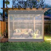Transparante PVC scheidingsgordijnen met oogjes, outdoor zeilgordijnen 0,5 mm helder zijpanelen voor paviljoenen, pergola, balkons, tuinen, garage, voorbouw (kleur: grijs, maat: 2,5 x 2,5 m/8,2 x 8,2 ft)