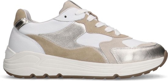 Manfield - Dames - Witte leren sneakers met details