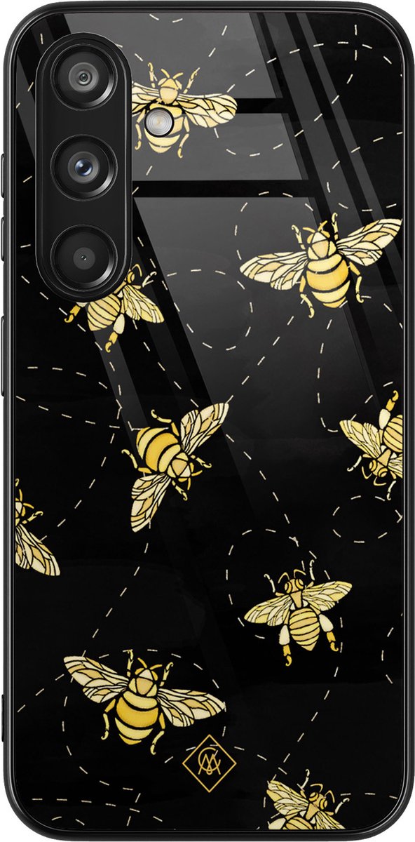 Casimoda® hoesje - Geschikt voor Samsung Galaxy S24 - Bee Yourself - Luxe Hard Case Zwart - Backcover telefoonhoesje - Zwart