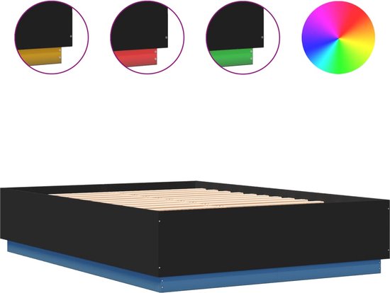 Contour cadre de lit vidaXL Bedframe met LED-verlichting gerookt eikenkleurig 140x200 cm3209615