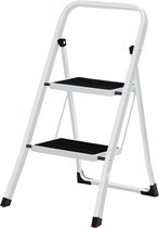 Stellar Trapladder, 2 treden, inklapbaar, inklapbaar, 2 treden, kleine ladder, huishoudladder tot 150 kg, voor keuken, huis, buiten en volwassenen