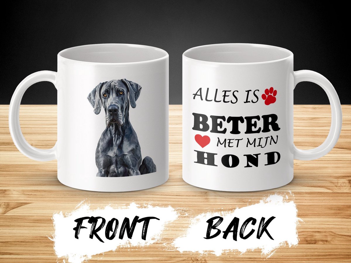 Mok Great Dane Alles is beter met mijn hond - dog - doglover