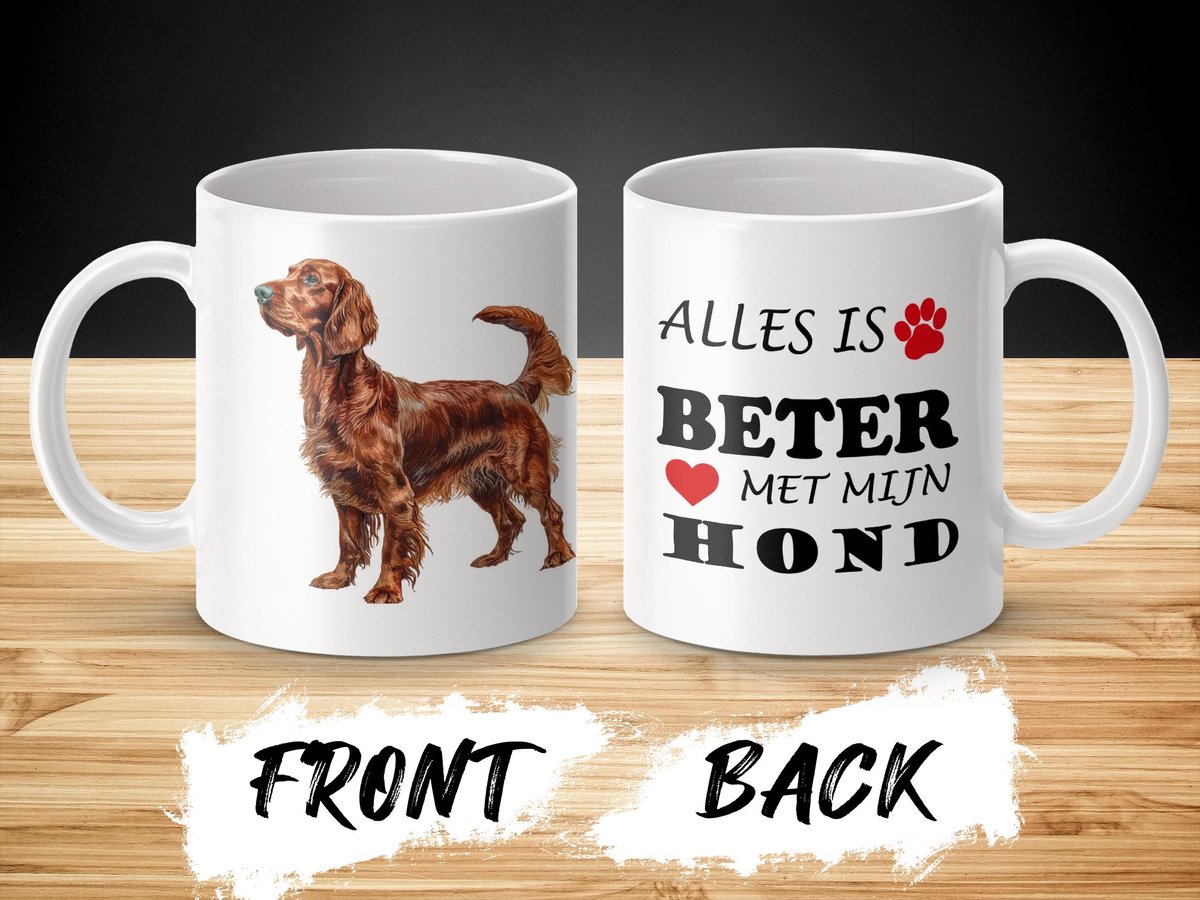 Mok Irish Setter Alles is beter met mijn hond - dog - doglover