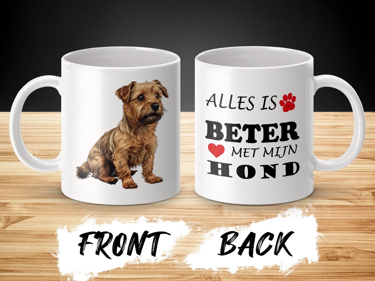 Mok Norfolk Terrier Alles is beter met mijn hond - dog - doglover