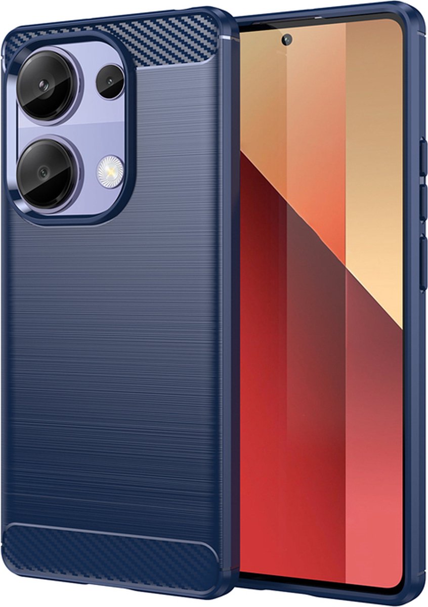 Coque TPU Luxe Fibre Carbone Pour Xiaomi Redmi Note 9 - Bleu Foncé, Protection Renforcée, Neuf