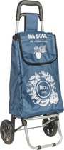 Boodschappentrolley Paris - 28 x 30 x 88 cm - Boodschappenwagen - Shopping Trolley - Boodschappenkar - Opvouwbaar - Blauw