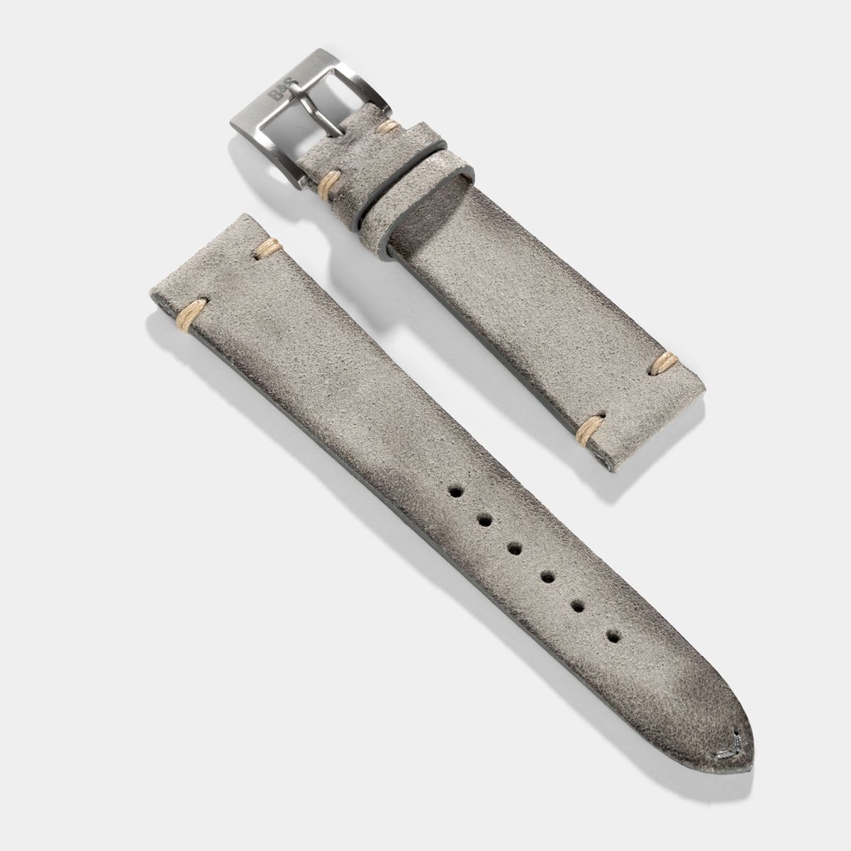 BS Leren Horlogeband Luxury - Rugged Grey - 20mm