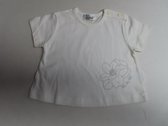 T shirt met korte mouwen - Meisje - Wit - Grijze bloem - 6 maand 68