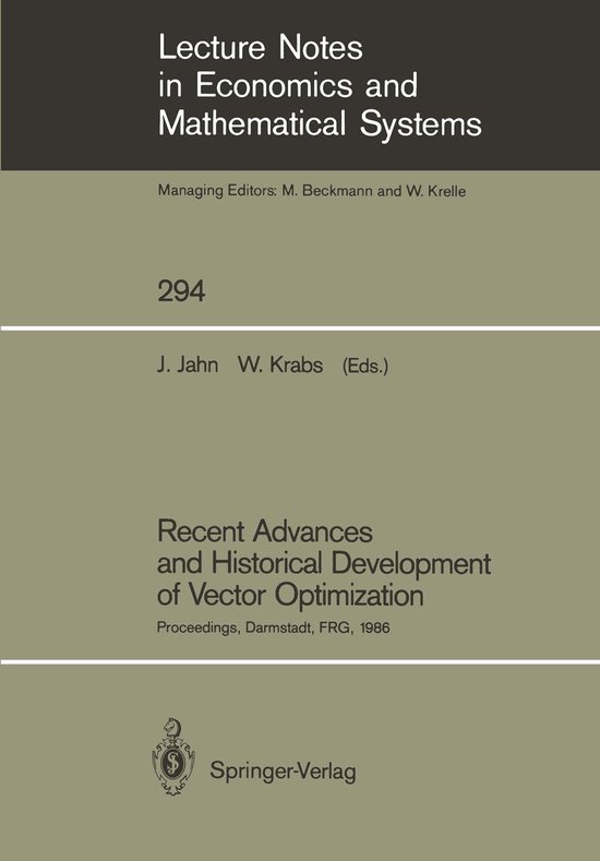 Recent Advances and Historical Development of Vector Optimiz ... - cover