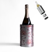 Coolenator Wijnkoeler – Champagnekoeler – Flessenkoeler met Uniek Uitneembaar Vrieselement – Hoogwaardig Aluminium – Pink Flower