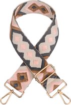 Schouderriem Tribal - bruin - grijs -roze - bag strap - verstelbaar - afneembare schouderband - tassenriem