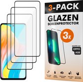 Screenprotector - Geschikt voor OPPO A58 - Gehard Glas - Full Cover Tempered Glass - Case Friendly - 3 Pack