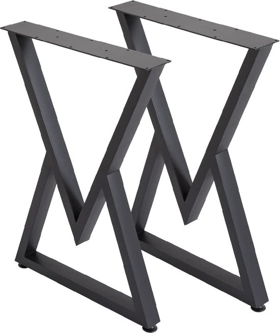 Pochon - 2x Tafelpoot Filarion - Zwart - 6x55x72 - Meubelpoot - Staal - Tafelpoten Zwart - Meubelpoten Zwart