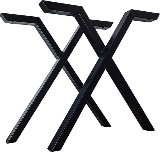 Pochon - 2x Tafelpoot Drannor - Zwart - 6x60x72 - Meubelpoot - Staal - Tafelpoten Zwart - Meubelpoten Zwart