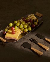 Kave Home - Couverts à fromage Soran en bois et acier inoxydable noir