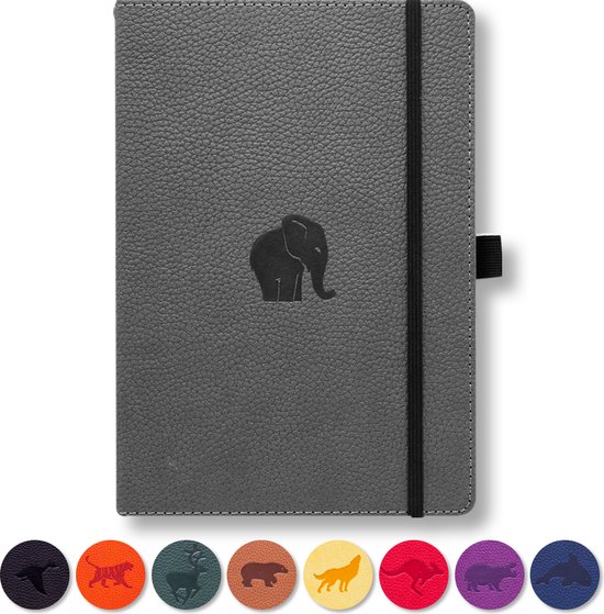 Dingbats* Wildlife A6 Notitieboek – Grey Elephant Stippen – Bullet Journal met 100 gsm Inktvrij Papier – Schetsboek met Harde Kaft, Elastische Sluiting en Bladwijzer