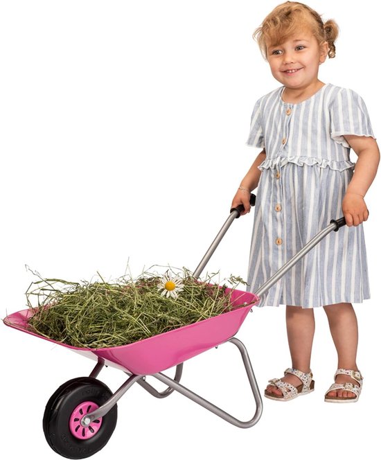 Kinderkruiwagen voor kinderen - roze/zilver - tuingereedschap voor peuters vanaf 2,5 jaar - belastbaar tot 25 kg van Kinder — afbeelding 3