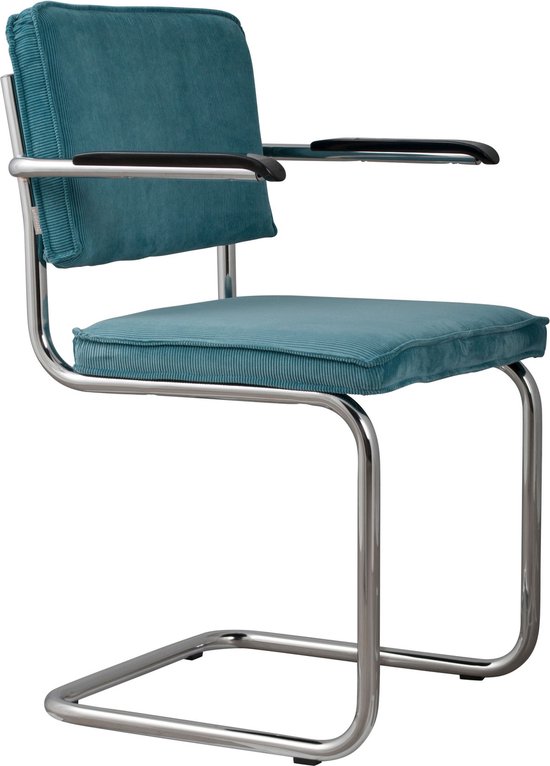 Chaise de salle à manger Zuiver Ridge Rib - Avec accoudoirs - Bleu