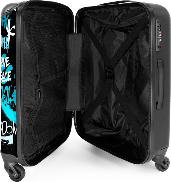 Handbagage Koffer 55x35x25, Reiskoffer met Wielen, Cabinebagage, Lichtgewicht Trolley met Strepen - Donkergroen, Handbagage voor Vliegtuig, Harde Rolkoffer 10 kg