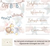 Babyshower - Uitnodigingen - Inclusief enveloppen - Eigen design en print - Diertjes - Wenskaart - 20 stuks