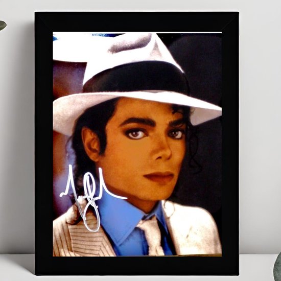 Michael Jackson Ingelijste Handtekening – 15 x 10cm In Klassiek Zwart Frame – Gedrukte handtekening – King of Pop - MJ - The Jackson 5 - Billie Jean - Thriller