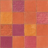 Papier peint pour salles de bains et cuisines Profhome 374065-GU papier peint intissé légèrement texturé avec des formes géométriques rouge orangé mat 5,33 m2