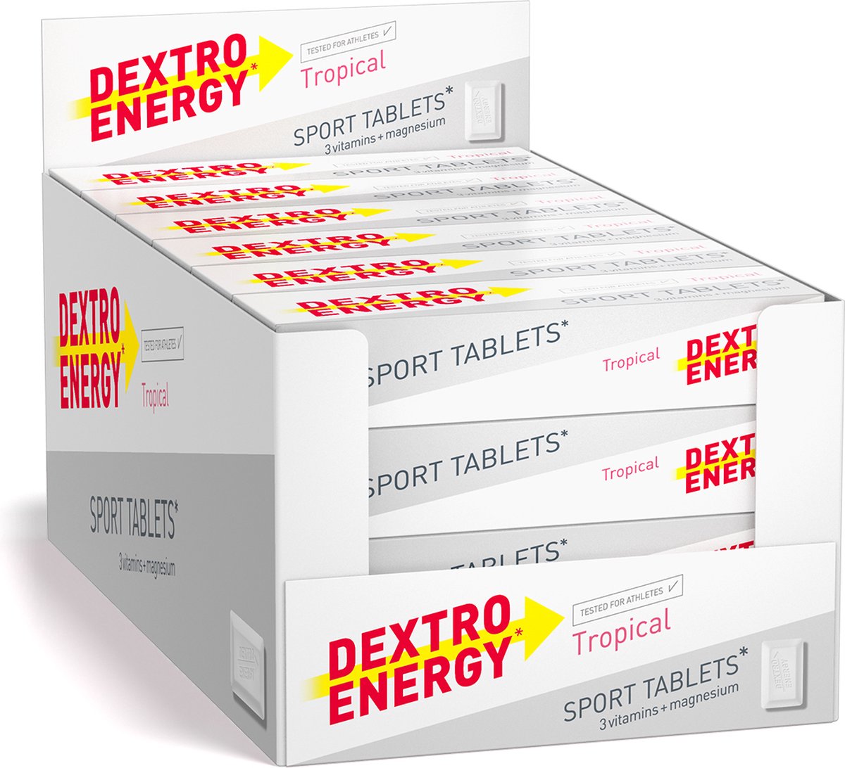 Dextro Energy Sport Tablets - 24 x 14 stuks - Druivensuiker Tabletten met Vitamine C, B1 & B6 - Dextrose Tabs met Magnesium - Snelle Suikers