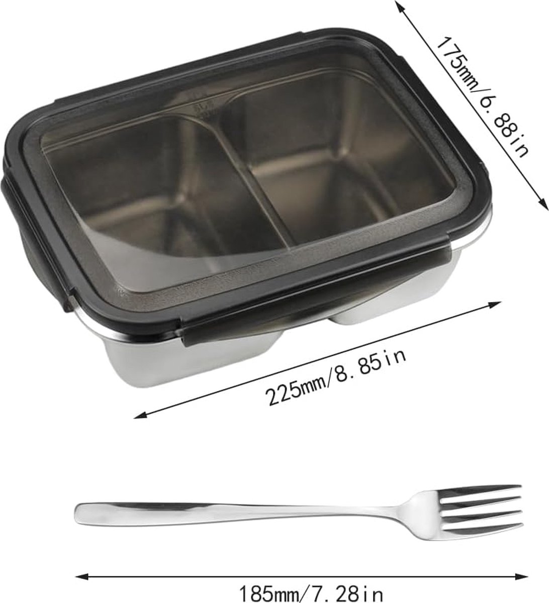 Metalen , roestvrij staal, lekvrije broodtrommel, draagbare broodtrommel met deksel voor kinderen en volwassenen, school, picknick, C