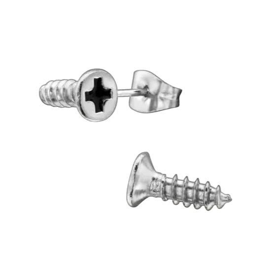 Aramat Jewels - Oorstekers - Chirurgisch Staal - Zilverkleurig - 10mm - Schroefjes - Oorbellen - Cadeau - Trendy - Genderneutraal