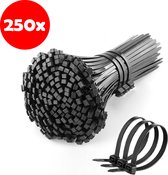 Andyou - 250 stuks/pak 5x300 (4,8 mm breed) Herbruikbaar - Zwarte stropdassen, verstelbare nylon stropdassen - voor tuinplanten