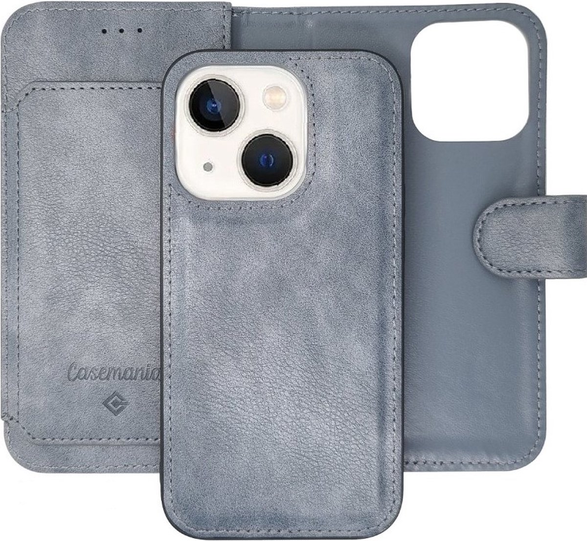 Casemania - iPhone 13-14 - Bookcase incl. Pasjeshouder - Grijs