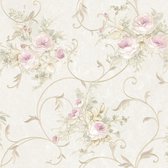 Papier peint Fleurs Profhome 304202-GU papier peint intissé texturé avec motif floral mat rose vert blanc crème 5,33 m2