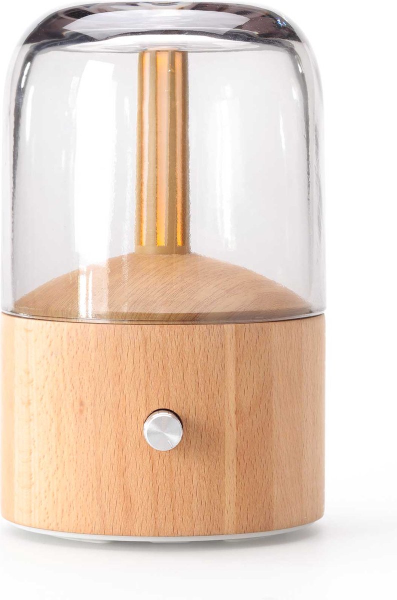 Goedkoopste Lanaform - Davy Mist - Aroma Diffuser - Aroma Diffuser Glas - Sfeerverlichting - Glas En Hout Materiaal - Lantaarn - 2 Intensiteiten - 120 Ml - 12 Uur Autonomie