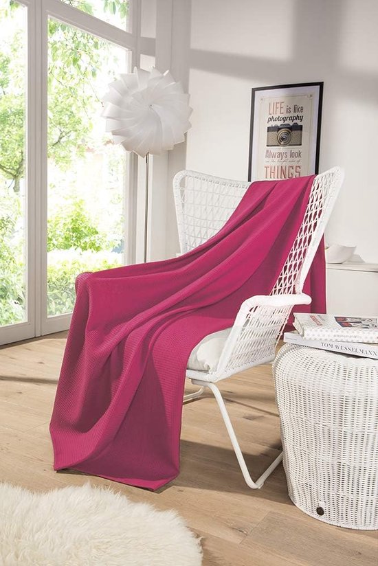 Wafeldeken zacht blauw , 100% katoen zomerdeken, plaid sprei