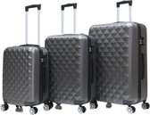 Kofferset Traveleo Babij - 3-delig- met cijferslot - Complete Set - Koffer - Handbagage 35L + 65L en 90L Ruimbagage - ABS07 - Grijs