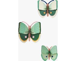 foto van Studio Roof wanddecoratie Fern striped butterflies set van 3