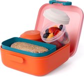 Amuse Rikko Poppy Flamingo Lunchbox - Kindveilige sluitingen - Ideaal Voor Maaltijdvoorbereiding - 3 Compartimenten
