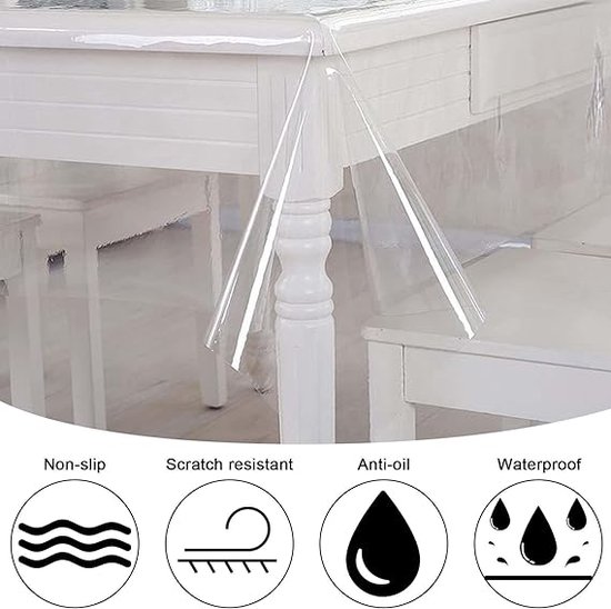 nappe transparente - nappe de haute qualité facile d'entretien et lavable 137 x 213 cm
