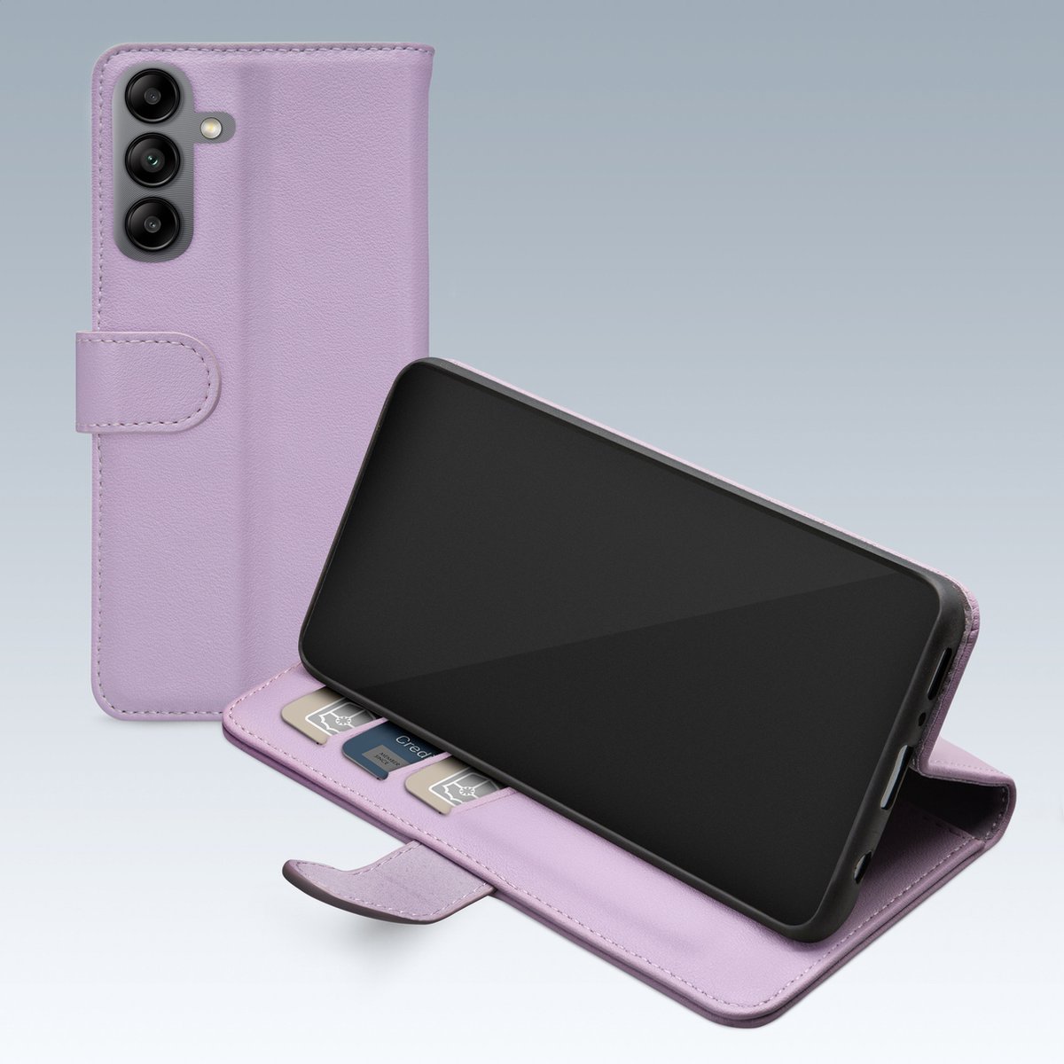 Mobilize Telefoonhoesje geschikt voor Samsung Galaxy A04s Hoesje | Mobilize Premium Gelly Wallet Bookcase Portemonnee | Pasjeshouder voor 3 Pasjes | Telefoonhoesje voor Pinpas / OV Kaart / Rijbewijs - Paars