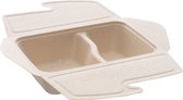 Pluspack Menu Box To- Go avec couvercle pliable et 2 compartiments - 800 ml - 75 pièces