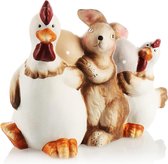 Support décoratif pour Pasen, scène de Pâques colorée, décoration de Pâques à poser, décoration de Pâques en céramique (1 pièce - 21 cm rouge/jaune/orange)