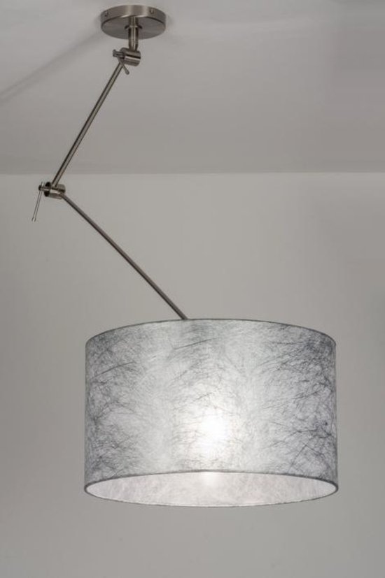 Lumidora Hanglamp 30009 - BRISBANE - E27 - Zilvergrijs - Textiel - ⌀ 45 cm
