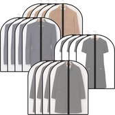 16 stuks kledingzakken met ritssluiting kledinghoezen 60 x 100 cm semi-transparant voor pakken/overhemden stofdicht waterdicht hydraterend zwart