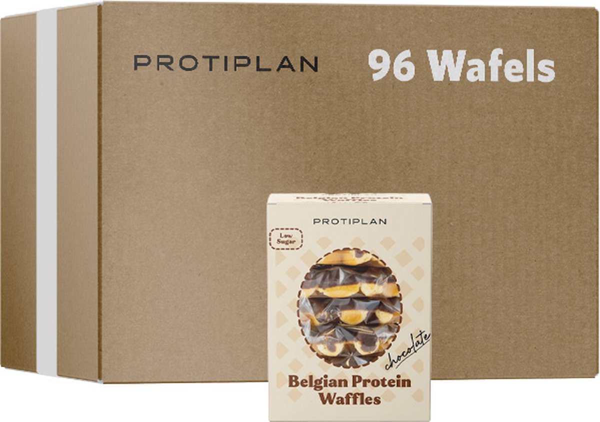 Goedkoopste Protiplan | Belgische Wafels Chocolade | 96 Wafels | 96 x 30 gram | Eiwitrepen | Koolhydraatarme sportvoeding | Afslanken met Proteïne repen| Koolhydraatarme Wafel | Snel afvallen zonder hongergevoel!