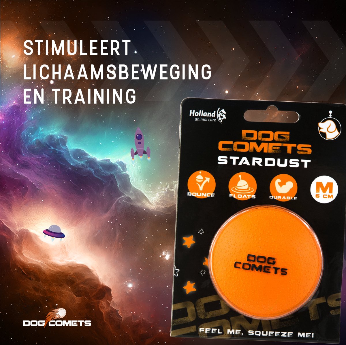 Dog Comets Ball Stardust Ø6 cm - Hondenspeelgoed - Hondenbal - Natuurlijk rubber - 1 stuk - Oranje thumbnail 7